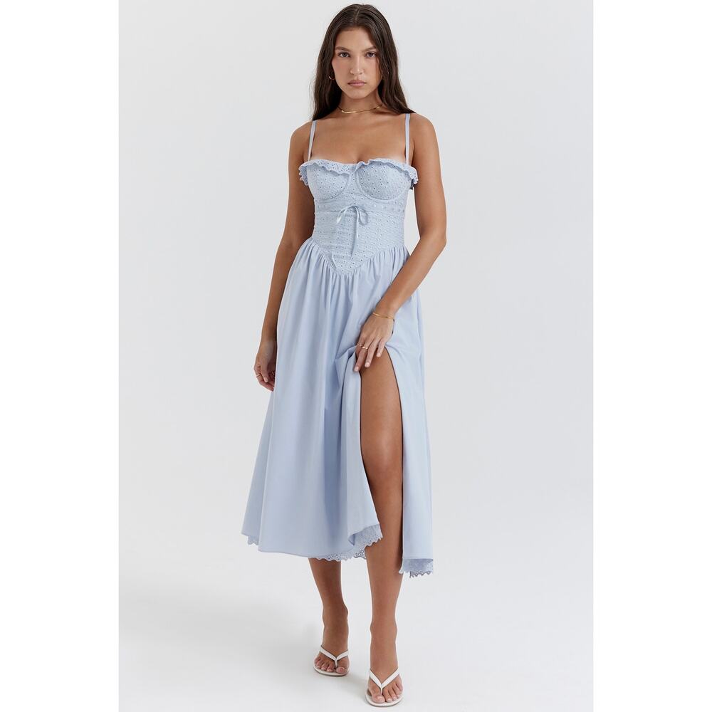 House of CB Jaime Soft Blue Cotton Midi Sundress